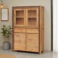 Vaisselier teck massif recyclé 120cm KAYOA Casita 2 tiroirs