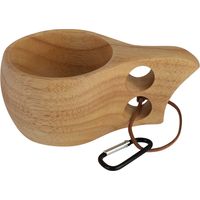 Tasse en bois d'hévéa à double trou, tasse à café KUKSA, tasse à eau, tasse en bois personnalisée