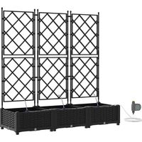 Lot de 3 cache-pots modernes jardin 120 x 40 x 126 cm avec système d'irrigation en acier noir