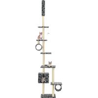 Arbre à chat, Arbre de grattage Jeu Chats, Maison pour Chat avec griffoirs en sisal 260 cm Gris Motif pattes LKOWF53009