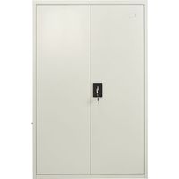 Grey Stainless Steel Filing cabinet with 3 shelves - 2 Door Lockable Filing Cabinet - Tall Metal Office Storage Cupboard Organiser - Heavy Duty Metal Shelving Unit (40D x 90W x 140H)