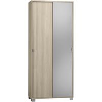 Mehrzweckschrank mit zwei Schiebetüren mit Spiegel in Ulme Light 82x41x H190 cm