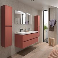 Noja Unterschrank 1400 4 Schubladen + Waschbecken Red Satin