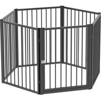 Enclos pour chiots, enclos pour chiens, enclos pour chiots, 6 panneaux avec porte, clôture pliante et portable pour chiens, acier, noir
