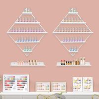 5 Schichten Diamantnagellackhalter - Wandhalter für Geschäfte, Salons und Schönheitssalons (2 Diamanthalter, 2 Querstäbe) (weiß)