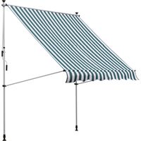Toldo retráctil 200x150x170-280 cm verde y blanco con manivela y altura ajustable para balcón y terraza