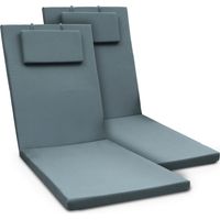2er Set Gartenliege Auflage Sonnenliege Loft RL, 200x60x5cm, Taubenblau