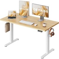 Bureau assis-debout DEVAISE 160x70 cm – 3 mémoires hauteur 72-118 cm – Chêne – Ergonomique