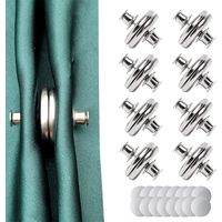 (Argenté)8 Paires Aimant pour Rideaux,Aimants Bouton De Rideau,Attaches Magnétiques pour Rideaux pour Rideaux de Douche, Rideaux