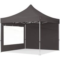 3x3 m Faltpavillon PROFESSIONAL Alu 40mm, Seitenteile mit Panoramafenstern, dunkelgrau