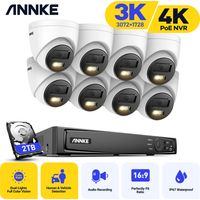 ANNKE 3K Network Camera IR Waterproof Built-in Mic Kit 8Cameras 8MP H.265+ 4K PoE NVR Video Security System - 2TB HDD