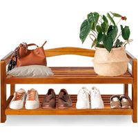 Banc et meuble à chaussures 85 cm : 2 niveaux. En acacia