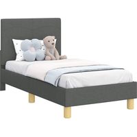 vidaXL Cadre de lit pour tout-petit avec tête de lit Gris foncé tissu