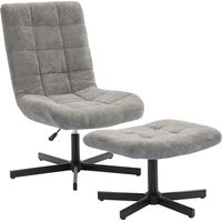 Living room armchair with footrest, swivel chair, adjustable height, reclining backrest, 66 x 80 x 93 - 104 cm, gray