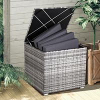 Rattan outdoor storage box grey 75x75x70cm weatherproof