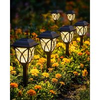 Lampe Solaire Extérieur Jardin 6 Pièces, Lampes Solaires Extérieures Jardin Étanches avec Allumage Automatique, Éclairage Extérieur Solaire pour Chemin, Pelouse, Terrasse et Allée