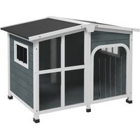 Casa para Perros Pequeños con Techo Abatible Frontal de Acrílico y Fondo Extraíble 101x66,5x70,5 cm Gris Oscuro