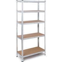 Estantería Metálica Galvanizada 180x90x40cm Almacenaje 5 Baldas Ajustables MDF, Montaje sin Tornillos Uso Garaje Oficina Taller Despensa The HomeWeeks