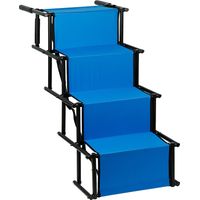 Escalier pour Chien - Escalier à 4 Marches pour Animaux de Compagnie - Rampe d'Accès Amovible et Pliable - pour Voiture, Canapé ou Lit - Adapté aux Petits et Moyens Chiens jusqu'à 80 kg - Bleu