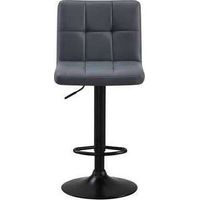 Taburete Spazio elevable a gas con asiento tapizado en polipiel gris oscuro. 45cm(ancho ) 92cm(altura) 48cm(fondo)