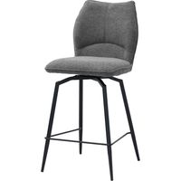 Chaise de comptoir pivotante CROFT – Tissu gris foncé – Pieds en métal noir – Hauteur 103 cm – Style design/industriel