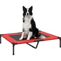 Pawhut – Lit surélevé pour chien et chat – Tissu oxford micro-perforé – Dimensions 92L x 76l x 18H cm – Charge max. 30 kg – Couleur rouge
