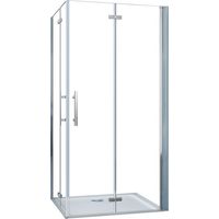 AICA Eckeinstieg 85x85x195cm 6mm ESG NANO Falttür eckdusche Pendeltür Scharniertür Duschkabine Duschabtrennung