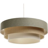 BPS Koncept 050-106-60 Hängeleuchte BOHO ELEGANT E27 1x40W Stoff strukturiert auf PVC-Kunststoff grau, beige, weiß H:90cm Ø60cm dimmbar