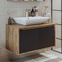 Roomart ATLANTIC-85 Bad-Set 2-tlg 85 cm breit, Anthrazit-Eiche