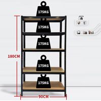 5 Tier Boltless Garage Shelving Units: 180x 90 x 40 cm, Heavy Duty Racking Storage Shelves, 175KG Per Layer, 875KG Capacity, For Shed, Warehouses, Kitchen, Office, Black, UK Store