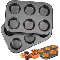 Lntyq 2 Pièces Moules Muffins,26,5 x 18,5 cm Moule a Muffin,Anti-adhésif Moule Muffin,Acier au Carbone Plaque à, Muffins,Réutilisables Moule à Muffin,lavable Muffin Pan,Moule Muffins pour Cupcakes, B