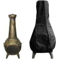 Protector de estufa de exterior 420D, 1226x121 cm, poliéster y PVC, para chimenea de exterior, negro.