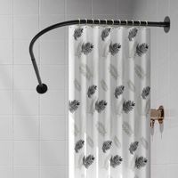 Black Shower Curtain Rail L Shape Adjustable Shower Rail Stainless Steel Shower Curtain Angle Rod Shower Rail Expandable Shower Rail for Bathroom Bathtub 72-95 x 90-130 cm Max. Load Capacity 8 kg Outd