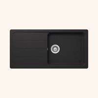 Schock – Évier granit noir 100x50 cm à encastrer – 1 bac réversible avec égouttoir – Bonde et siphon inclus – Pour meuble sous évier 60 cm