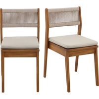 Chaises de jardin en bois massif et corde tressée (lot de 2) ZEPHYR