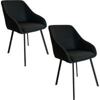 Casa Baoli – Lot de 2 chaises JENNA en tissu noir – Assise en mousse polyuréthane – Pieds en métal noir – Dimensions 84x51x44cm