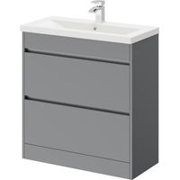 City Gloss Grey 800mm Floor Standing 2 Drawer Vanity Unit and Basin with 1 Tap Hole