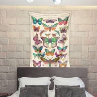 Arazzo da parete con mandala di farfalle in stile bohémien, 130x150 cm, per decorazioni naturalistiche, copriletto, coperta per la casa, soggiorno, camera da letto, dormitorio (A)