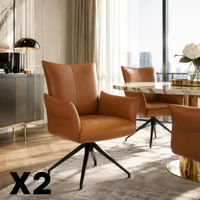 Fauteuil de table pivotant cuir cognac (x2) LOMBARDIE