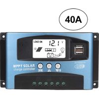 MPPT Solar Charge Controller40A,12V 24V Dual USB Solar Pannel Battery Controller Intelligent Regulator with LCD Display(40A)