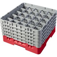 Casiers de lavage - 25 cases à verres haut max 27.9 cm - 50 x 50 x 30.8 cm - Rouge - Lot de 2 - Cambro