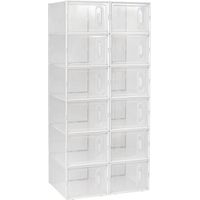 CAIziBibliothèque chic, boîte de rangement à chaussures empilable, boîte de rangement, range-chaussures modulaire, organisateur de jouets, armoire, meuble de salle de bain (lot de 12 boîtes de rangeme