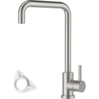 BLYLUND Kitchen Mixer Tap, Stainless Steel Kitchen Tap with Pull Out Spray 360° Swivel Single Handle Sink Taps 1 Hole with Rectangle L-Shaped Kitchen Faucet, Brushed Nickel