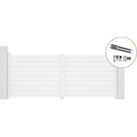 Flügeltor 3,5 m EIGER H.140 cm Weißaluminium + Motorisierung RANGER B150