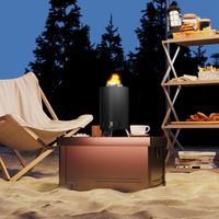 Brasero en acier inoxydable Ø16x25cm, foyer avec tisonnier, brasero sans fumée, noir