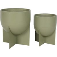 Macetas para Plantas Rebecca Mobili Silenea 30x25x25 Metal Verde Moderno Set de 2 Piezas