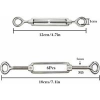 NALOOKAMIC Stück verstellbare M5-Drahtseilspanner, Öse und Öse aus Edelstahl 304 für Kabelspanner, Stahlseilspanner, Hakenzubehör