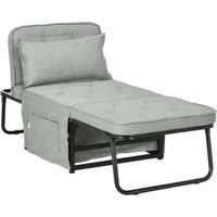 Fauteuil chauffeuse convertible 4 en 1 dossier inclinable 5 position avec coussin 180 x 64 x 40 cm gris clair