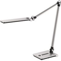 Lampada da scrivania Wave argento, altezza massima 760 mm, base con LED