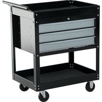 Carrello da Officina Professionale Cassettiera Portautensili in Lamiera, Nero, 68 x 46 x 88cm